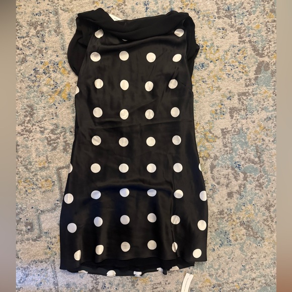 NWT Reformation Black and White Polka dot Jonelle Silk Dress size M - Picture 3 of 4